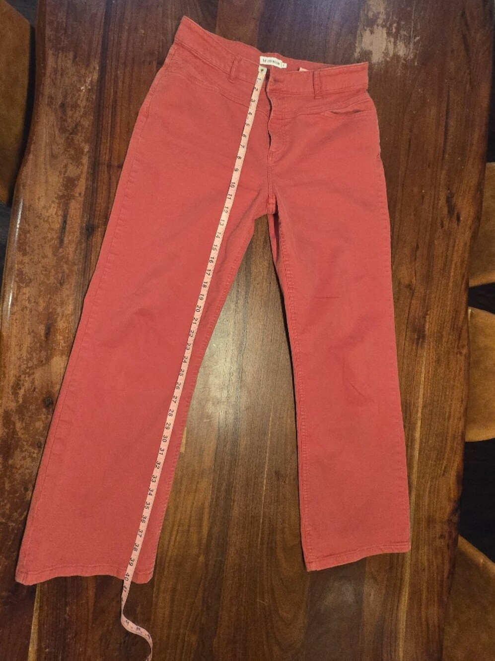 Straight Leg Women's Jeans in Coral Red